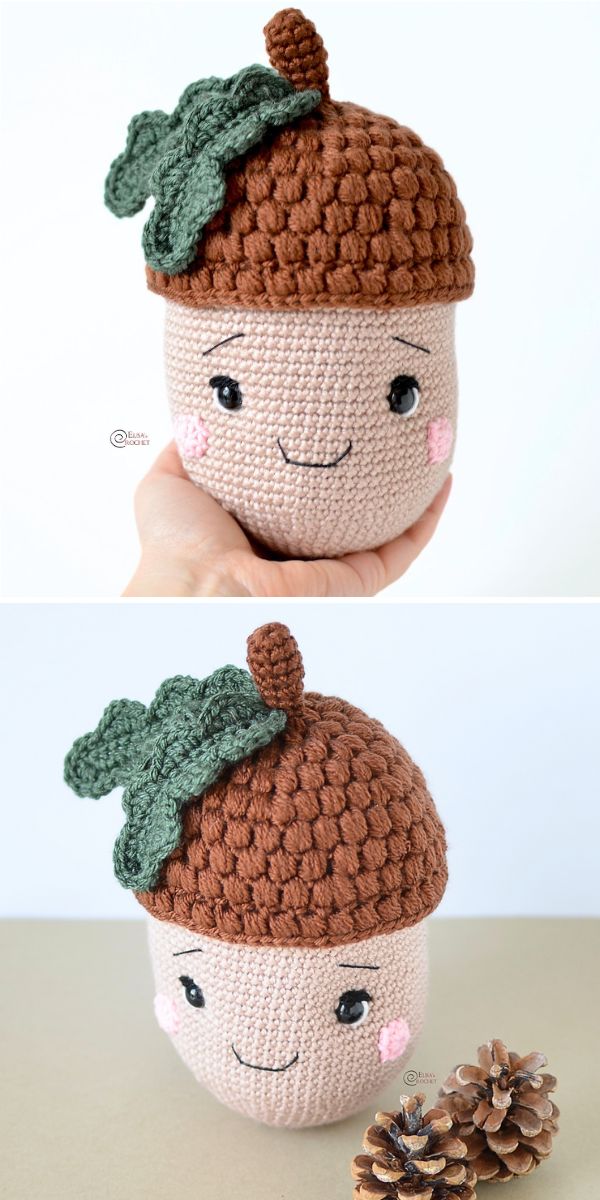 a crocheted amigurumi acorn free pattern