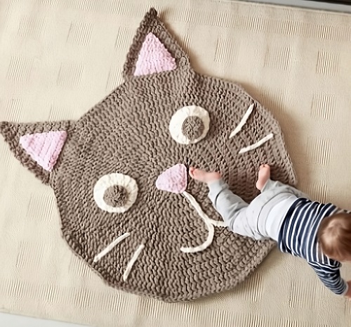 Cat Themed Crochet Rug