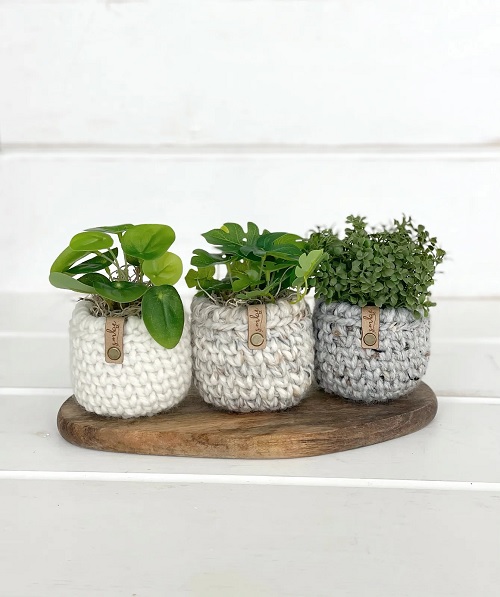 Crochet Potted Herb Holder Free Patterns 6