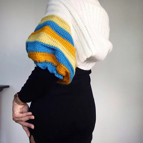 Crochet Shrug with Puff Sleeves or Mixology Shrug