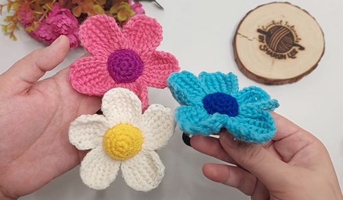 Crochet Tunisian Flower Hair Tie