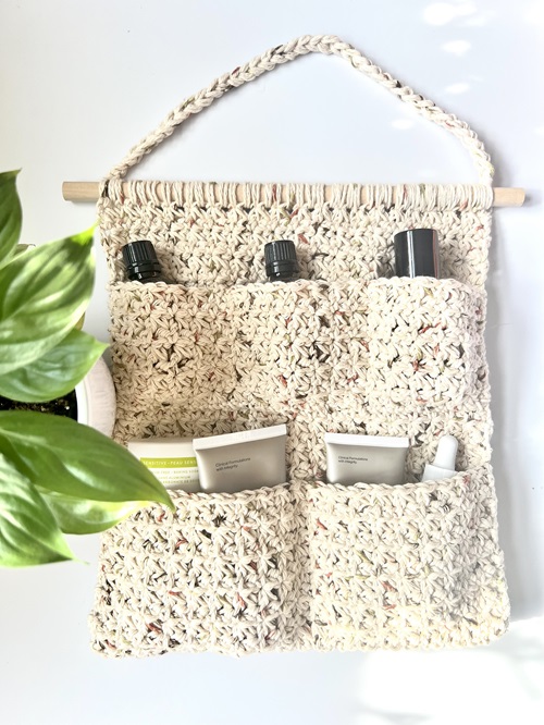 Crochet Wall Hanging Bathroom Organizer