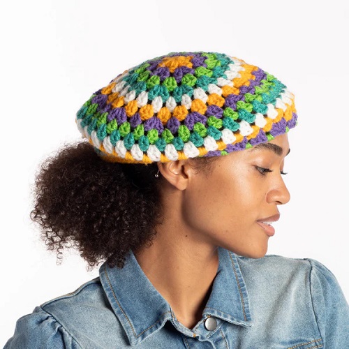 Free Granny Stripes Crochet Beret Pattern