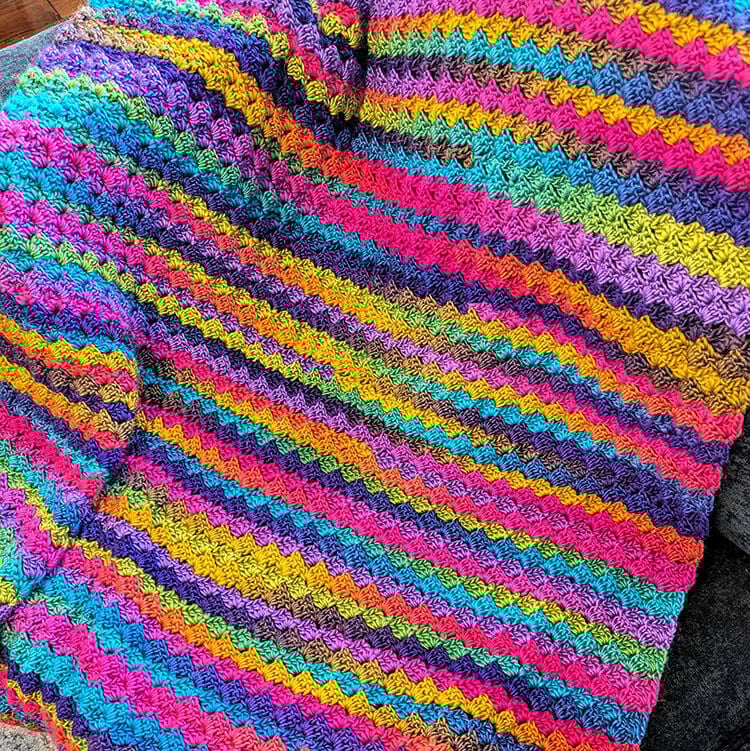 Blooming Hues Crochet Blanket Laying Flat