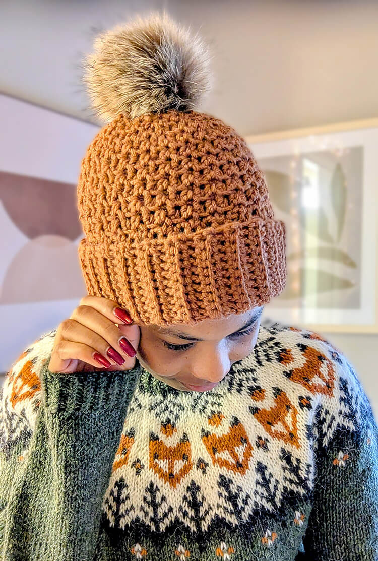 chestnut crochet beanie