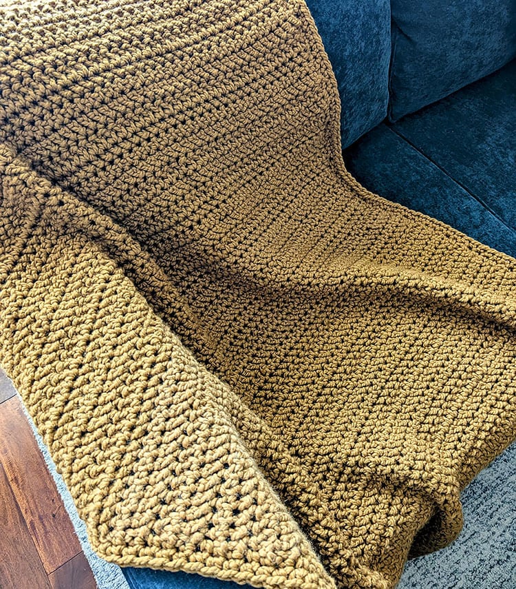 Cozy Nights Crochet Blanket on the Couch