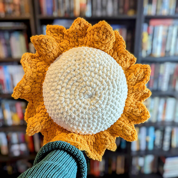 Crochet Flower Pillow Yellow Petals