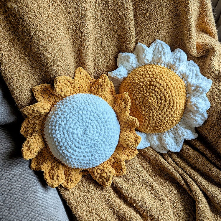 Crochet Flower Pillow 2 Pillows