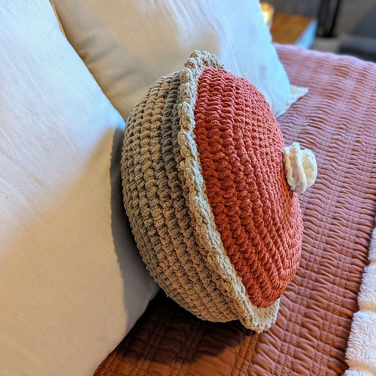 giant pumpkin pie pillow side view