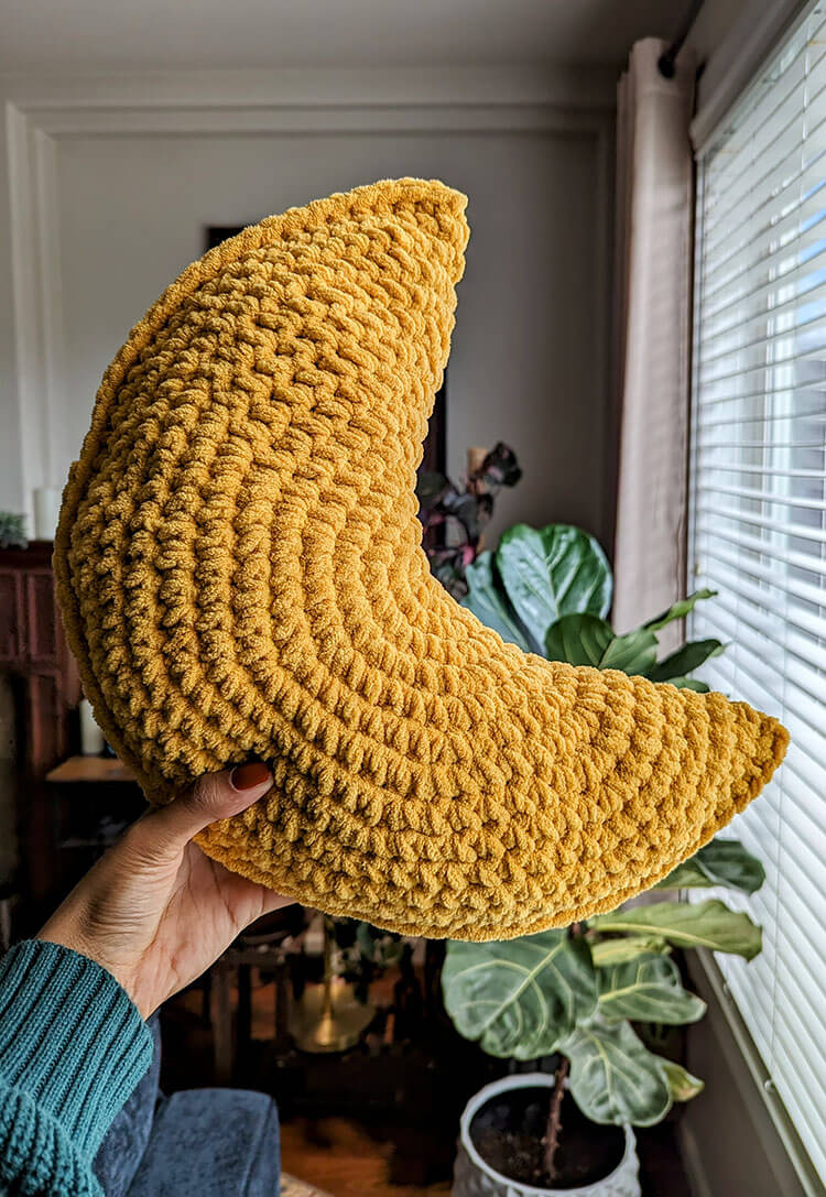 Yellow Crescent Moon Pillow Crochet Pattern