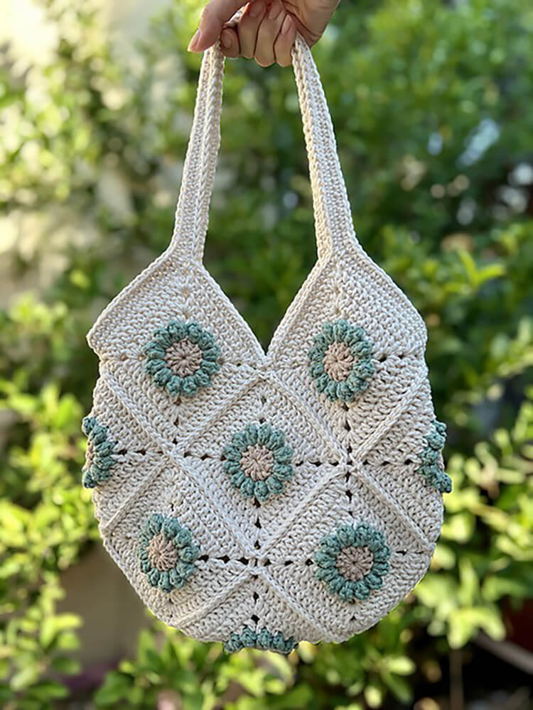Flower Granny Square Tote Bag