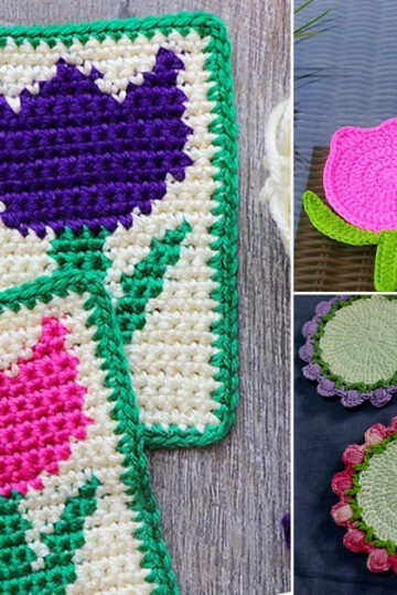 10 Tulip Coaster Free Crochet Patterns