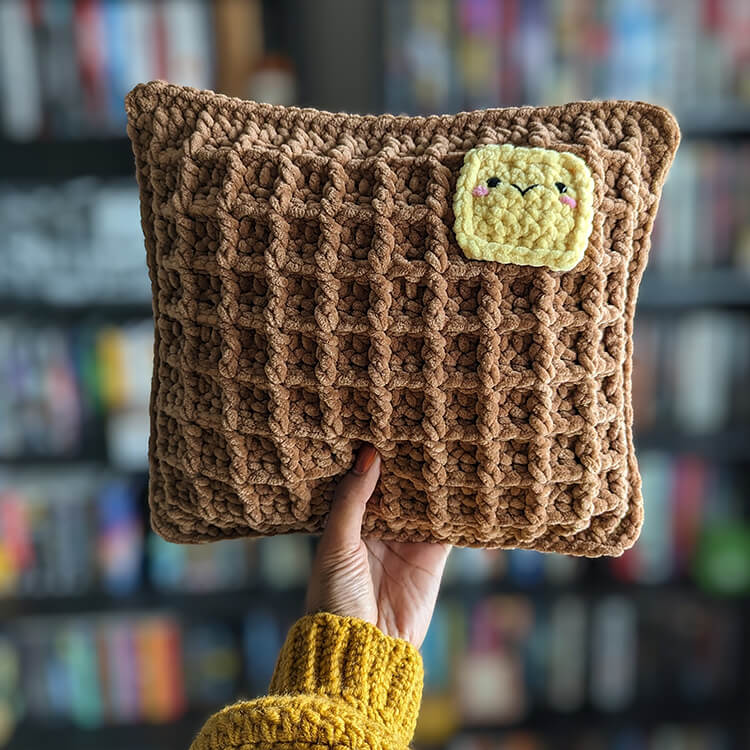 waffle pillow crochet pattern feature