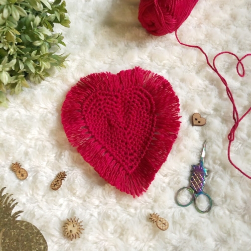 Boho Heart Crochet Coasters
