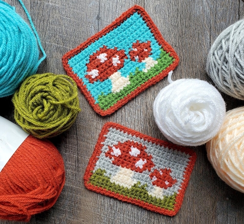 Crochet Cute Mushroom Mug Rug
