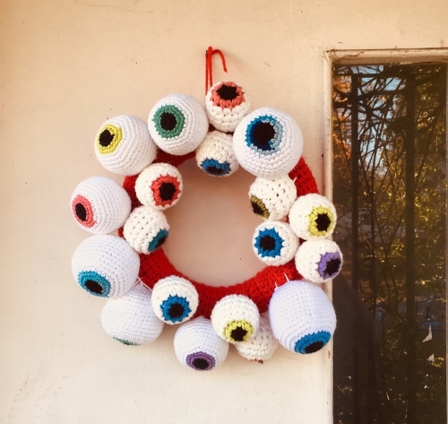 Crochet Eyeball Halloween Wreath
