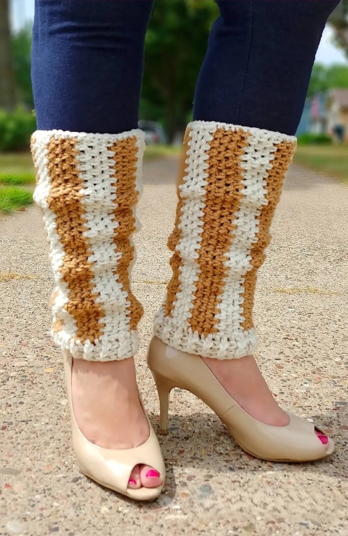 Crochet Vertical Striped Leg Warmers