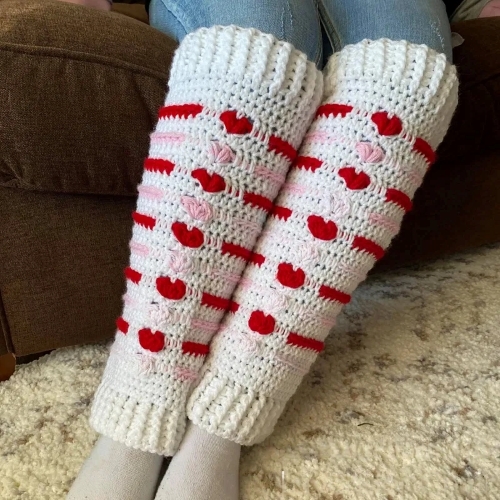Crocheted Leg Warmers with Hearts