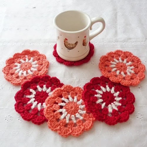 DIY Crochet Pretty Coffee Mug Coasters