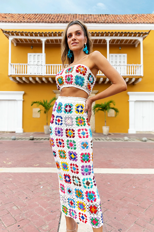 DIY Long Granny Square Winter Skirt