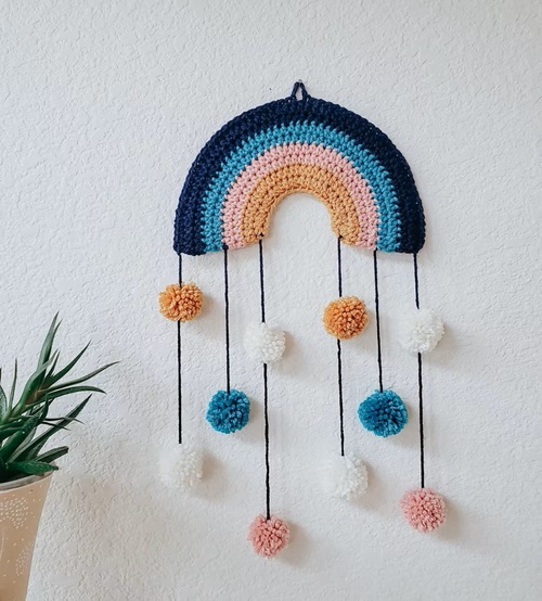 Rainbow Pom Wall Hanging