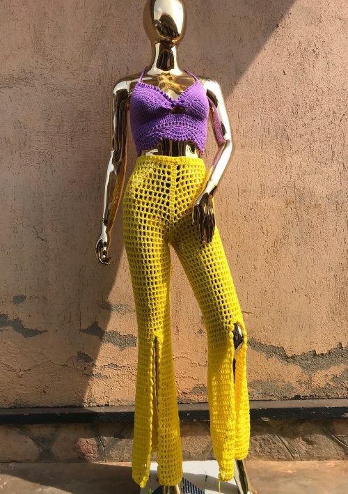 Slitted Mesh Bell Bottoms Pattern