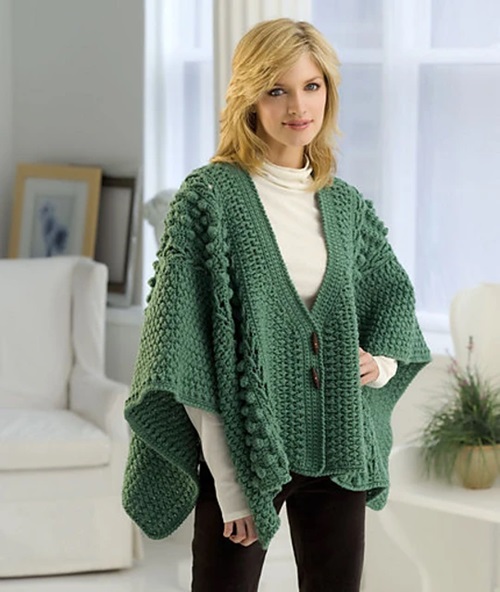 Toggle Buttoned Wrap Crochet Pattern
