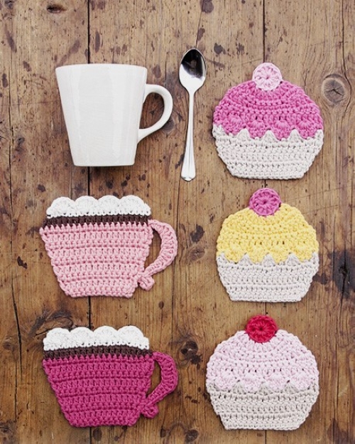 Crochet Coffee Mugs and Muffins Coasters