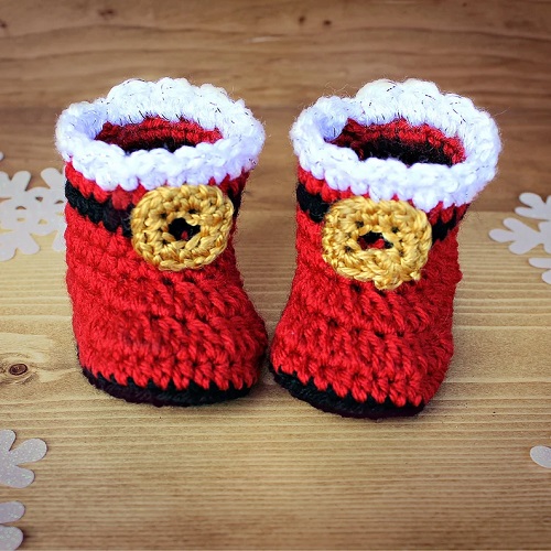 Santa Baby Booties for 0-3 Months Old