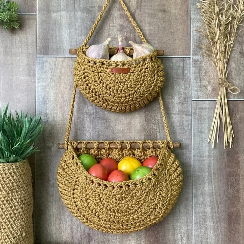Crochet Boho Hanging Fruit Basket Idea