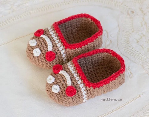 Crochet Gingerbread Man Baby Booties