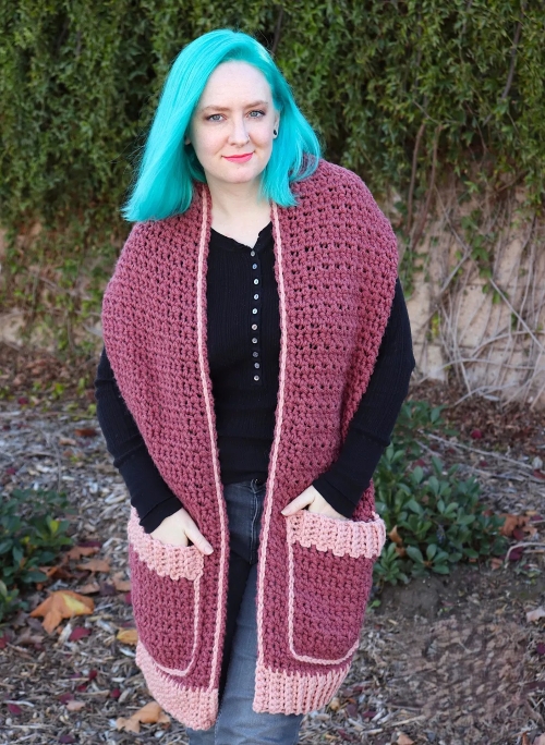 Lila Pocket Scarf Free Crochet Pattern