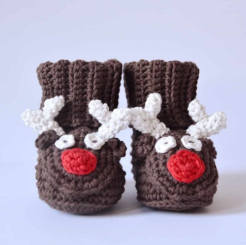 Super Cute Reindeer Crochet Booties