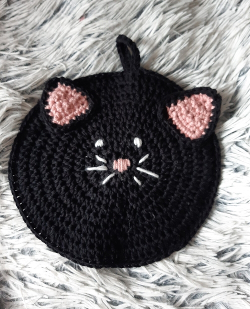 Crochet Black Cat Potholder Free Pattern