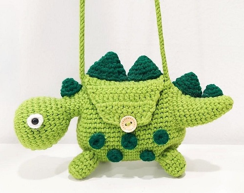 Crochet Kids Dinosaur Sling Bag