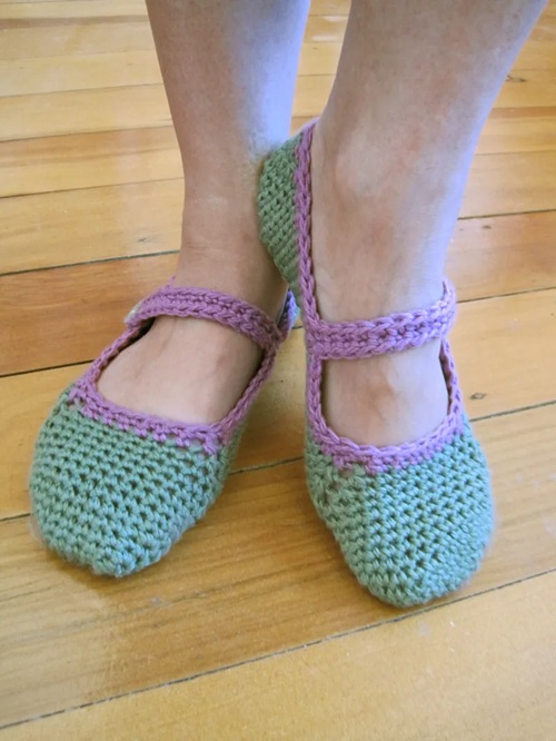 Crocheted Mary Jane Slippers
