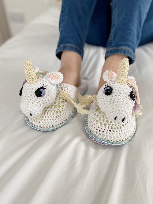 Cute Unicorn Crochet Slippers