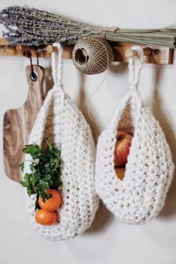 12 Crochet Vegetable And Fruit Organizer Free Patterns